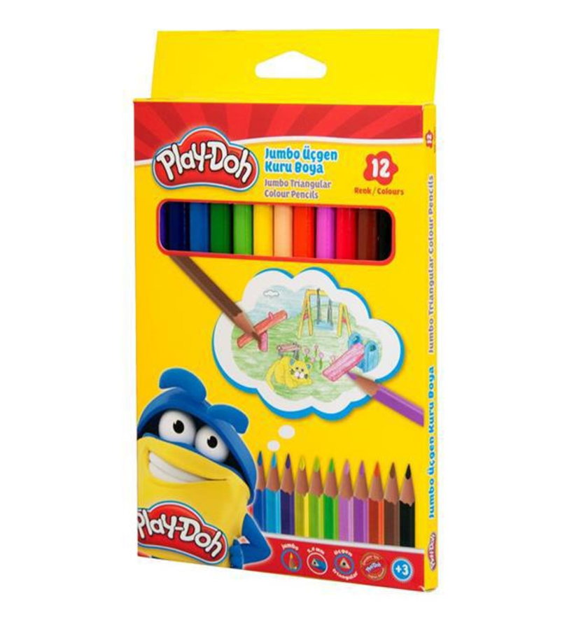 Play-Doh Ku008 12 Renk Jumbo Üçgen Kuru Boya