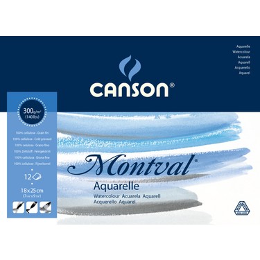 Canson Montval Suluboya Blok Grenli 300 Gr. 18 X 25 Cm. 12 Sayfa