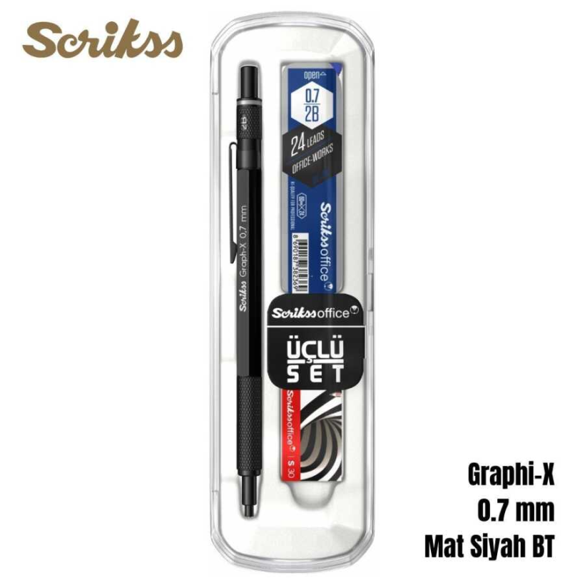 Scrikss Versatil  Kalem Graph-X 0.7 Mat Siyah 3 Lü Set