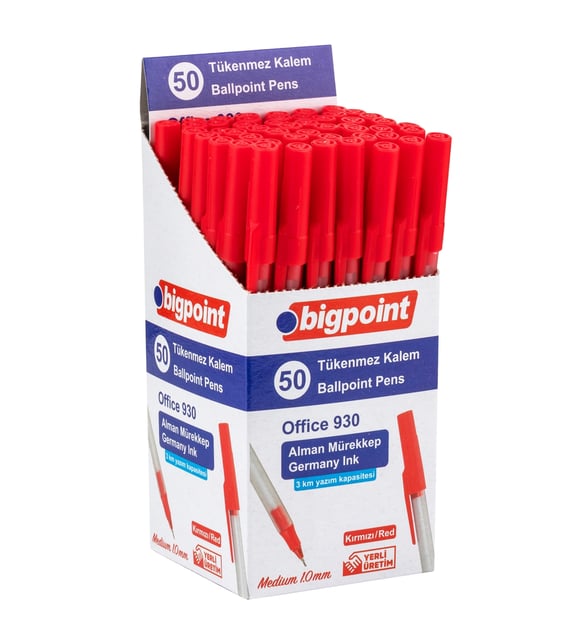 Bigpoint Tükenmez Kalem Office 1.0mm Kırmızı 50'li Kutu