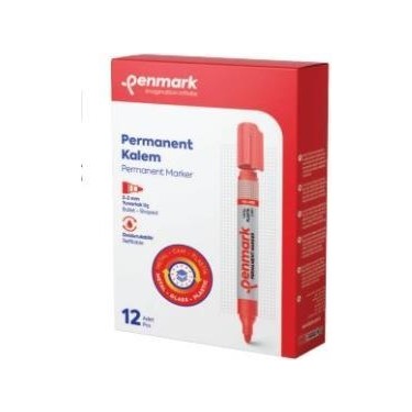 Penmark Permanent Markör Yuvarlak Uç Kırmızı12'li 405 03